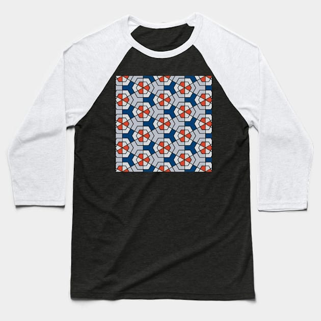 White, red and blue triangle pattern (triangle pattern art, triangle pattern drawing and triangle pattern design) Baseball T-Shirt by Thepurplepig